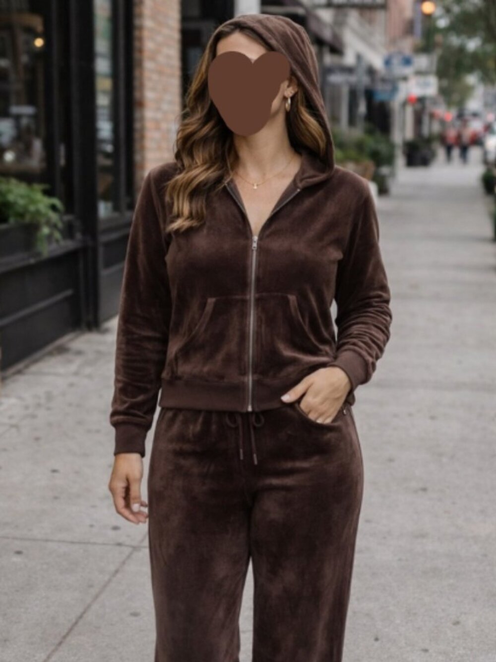 BNWoT EXPRESS velour hoodie jogger set (XL) mocha chocolate brown